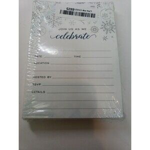 New Winter Party Snowflake Invitations & Envelopes 25 Glitter 5x7
